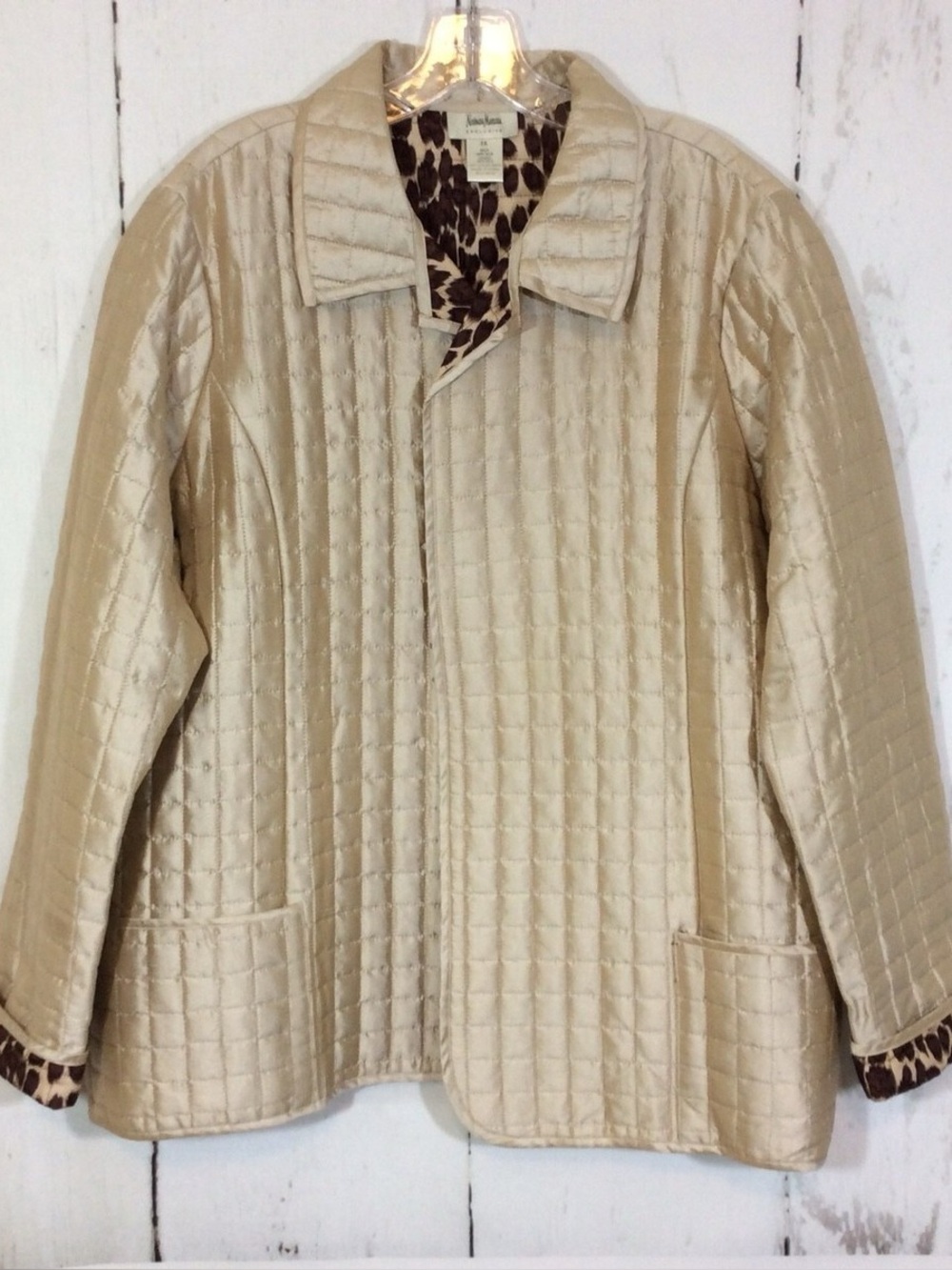 Neiman Marcus Exclusive 100% Silk Quilted Jacket with Animal Print Lining